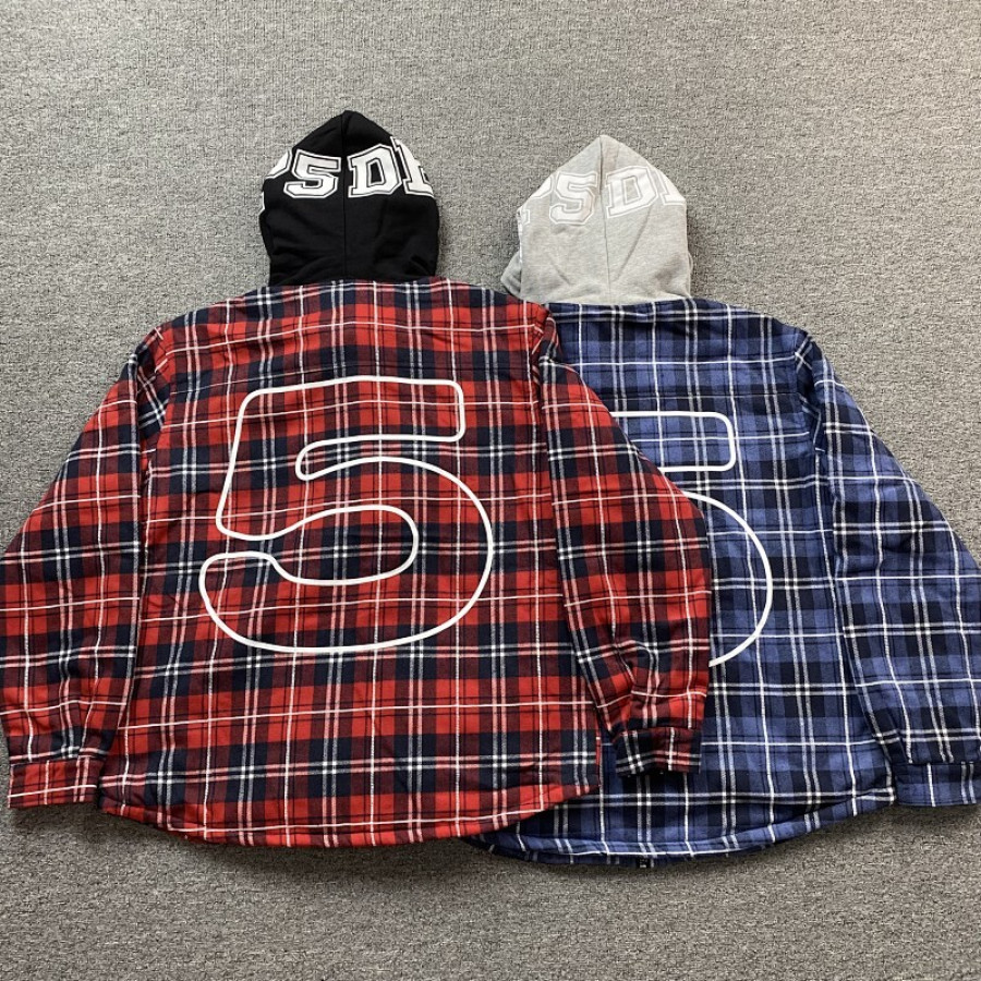 Spder Hooded Zip Flannel Shirt Jacket Spder Hooded Zip Flannel Shirt Jacket